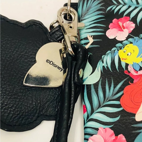 Disney Loungefly Little Mermaid Flounder Sebastian Wristlet Zipper Pouch - Picture 5 of 8